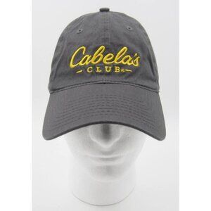 Cabela's Club Hat Charcoal Gray Yellow Embroidered Logo Adjustable Strapback (C)